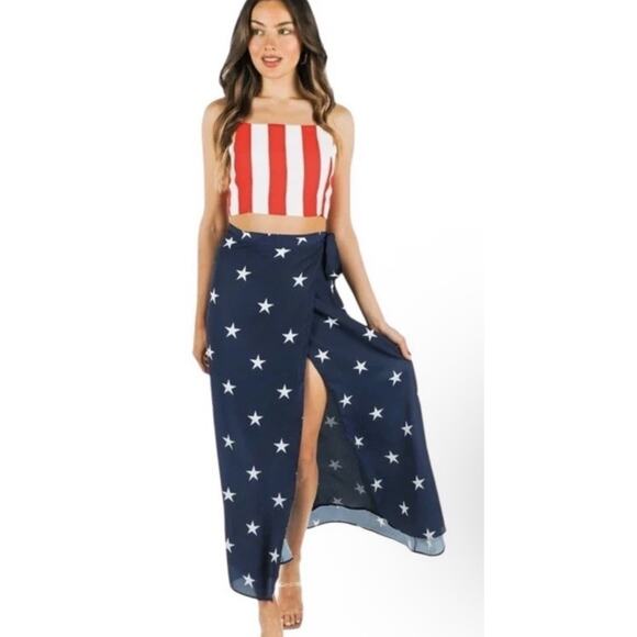 Tipsy Elves Dresses & Skirts - Tipsy Elves Size Large American Flag 2 Piece Maxi Dress Patriotic Beach 2X